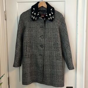 Zara Woman wool mix coat with removable gem collar